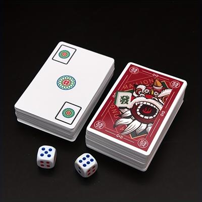 1 Pair of Compact 144 - Card Wide - Version Mahjong Playing Cards + 50 Round Game Props - Portable Design for Travel and Indoor Entertainment