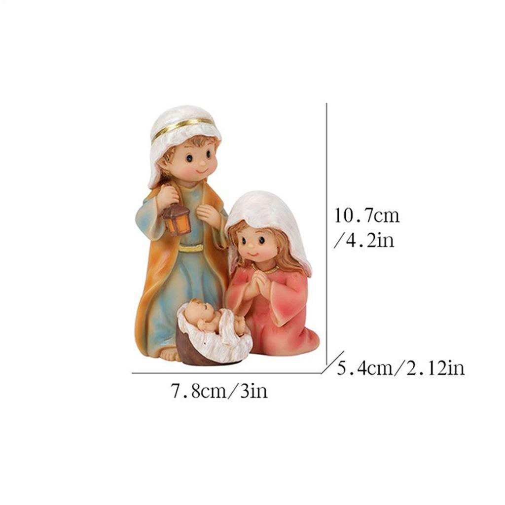 Nativity Figurines Resin Christmas Sculpture Decor Desktop Birth Of Jesus Statue For Bookcase Window Sill Bookshelf Display