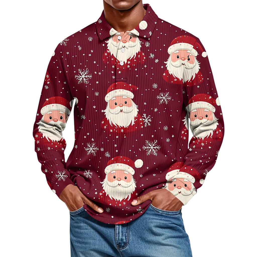Men's Casual Style Solid Color Loose  Shirt Long-sleeved Top