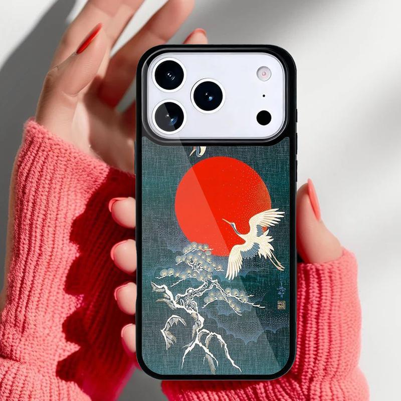 Japanese Cranes Art Phone Case for iPhone 17 16 15 14 13 Pro Max Back Cover for 12 11 Pro Coque