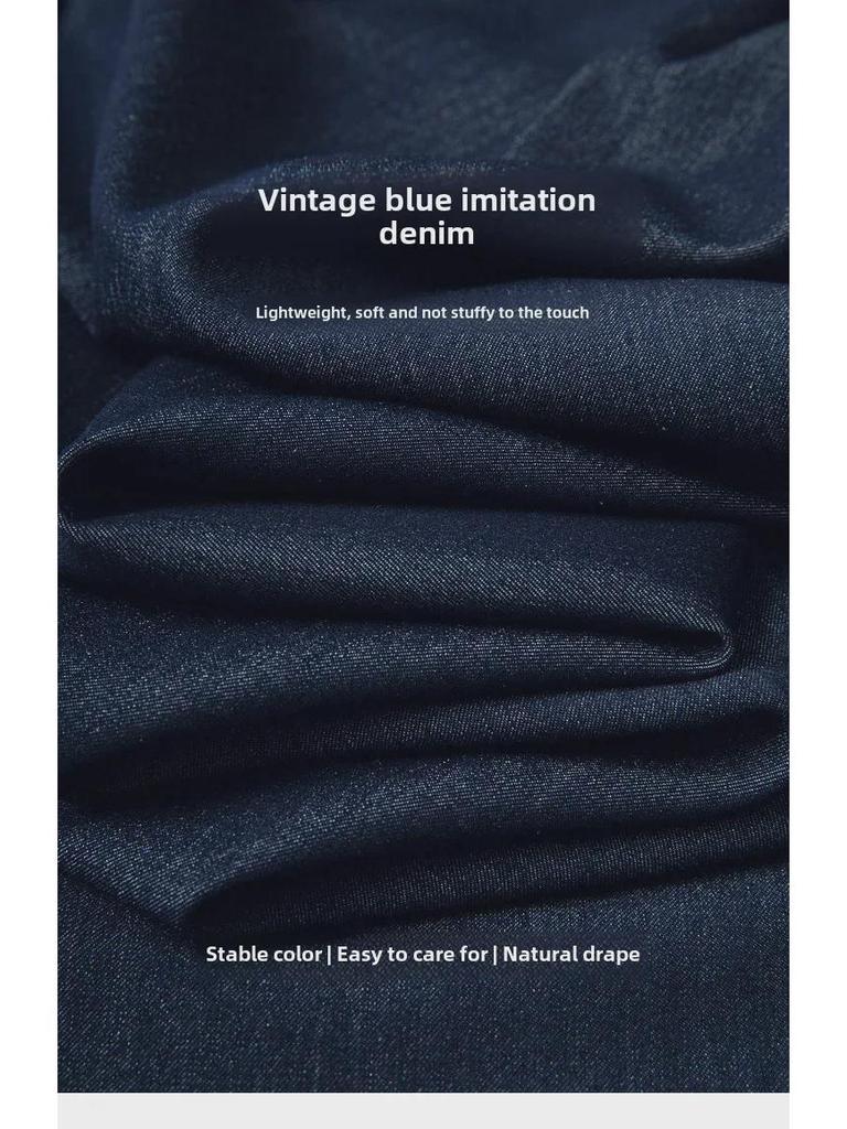 [In Stock] Plus Size Women's Retro Denim-Look Top & Wide-Leg Pants Summer Slimming Set 6160