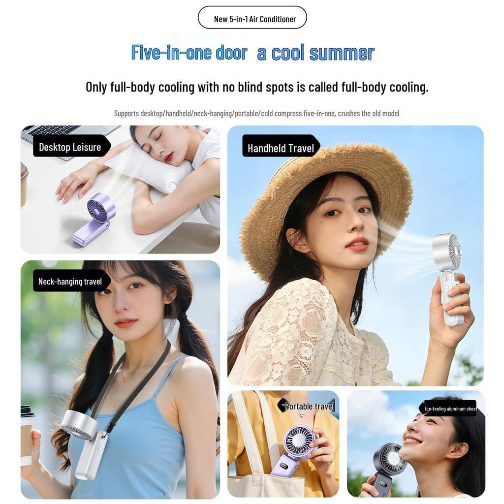 Genuine Handheld Semiconductor Cooling Fan with Ice Pack for Home, Office, and Outdoor Use - Foldable Design