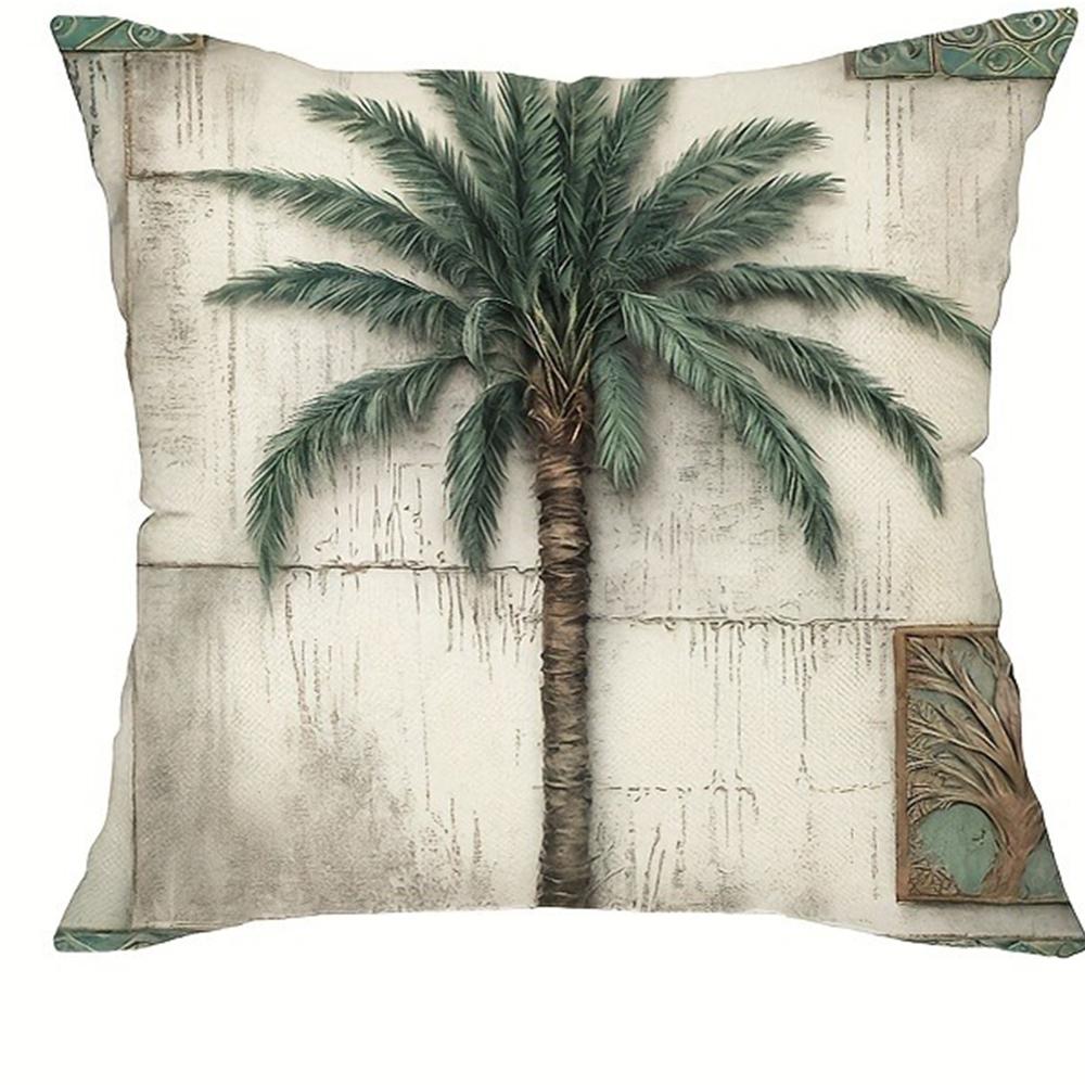 Retro Tropical Plant Leaf Tree Printed Pillowcase Living Room Sofa Chair Cushion Cover Home Room Decoration Polyester Material