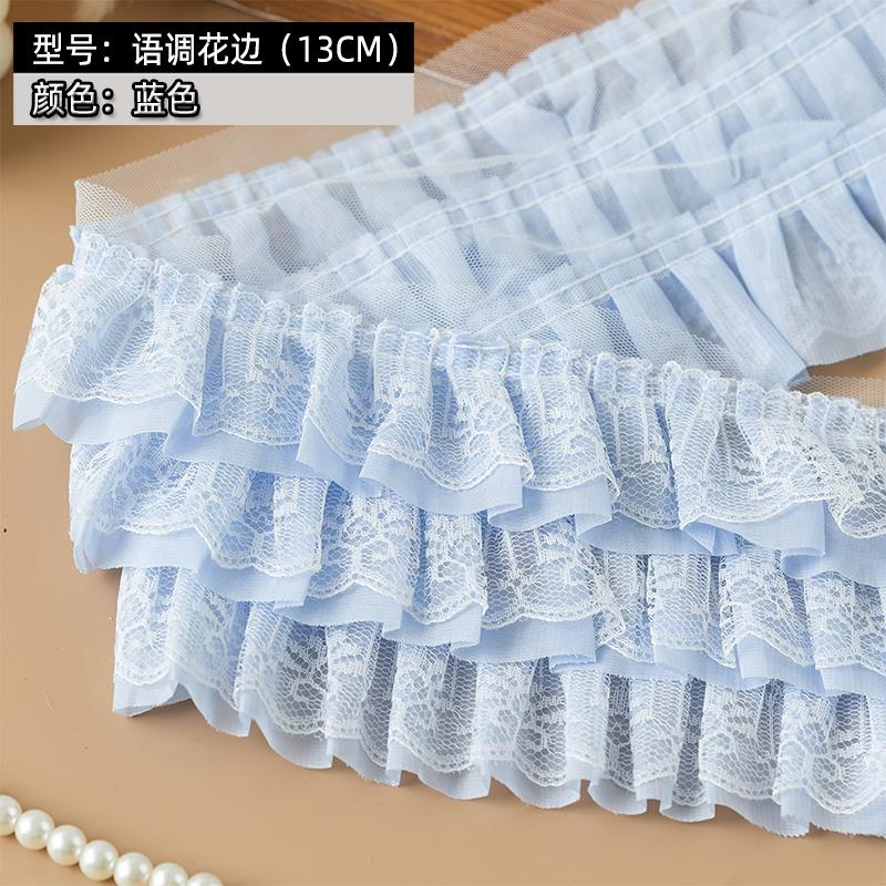 13cm Wide White Black Three Layers Lace Trim Ribbon Pleated Mesh Chiffon Fabric For Sewing Dress Decor Collar Hair Accessories