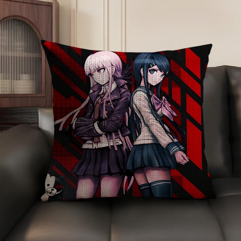 Adventure Puzzle Game D-Danganronpa Pillow Case Double-Sided Printing Short Plush Sofa Cushion Cover Bedroom Bedside Pillow