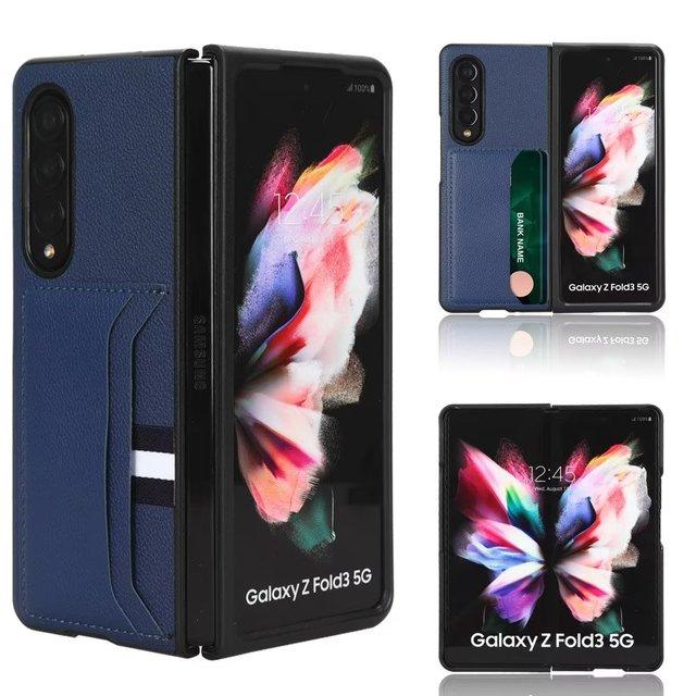 High Quality For Samsung Galaxy Z Fold3 2 3 Fold 4 5g Case Litchi Pattern Card Leather Cover