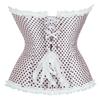 Corset feminino plissado de bolinhas rosa claro, corset longo europeu e americano