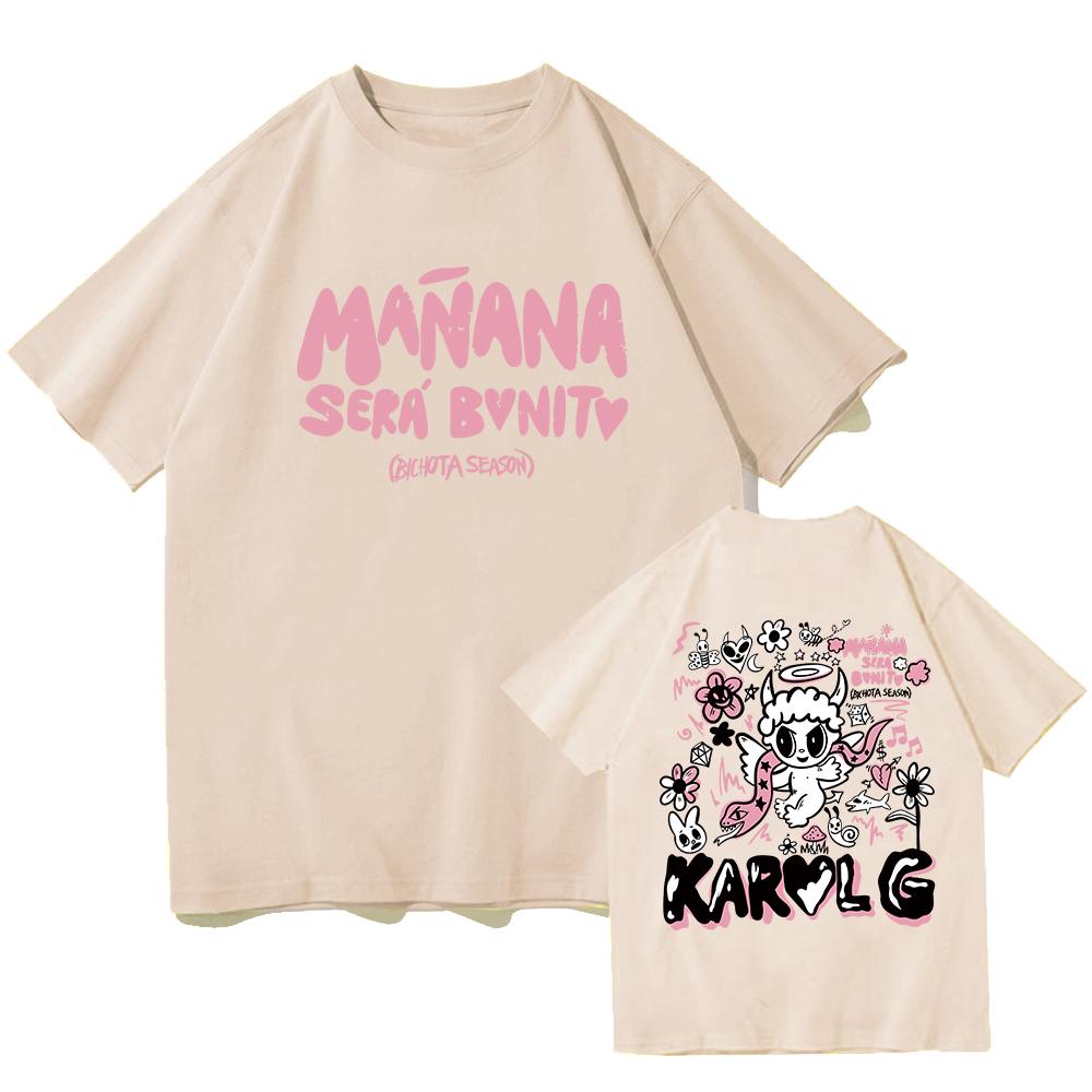 Karol G Bichota T-shirt Men's and Women's Fashion Manana Sera Bonito Collar Short Sleeved Summer Casual Fashion T-shirt