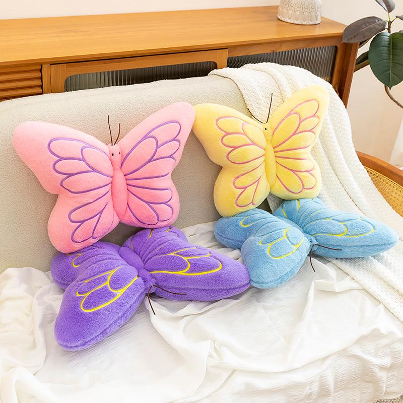 3D Butterfly Throw Pillow Colorful Decorative Pillows for Bedroom Living Room Home Decor Soft Stuffed Animal Print Cushion Girls