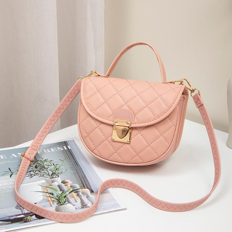 Rhombus embroidered thread women's shoulder shell bag, a new fashionable and simple polka dot printed messenger bag