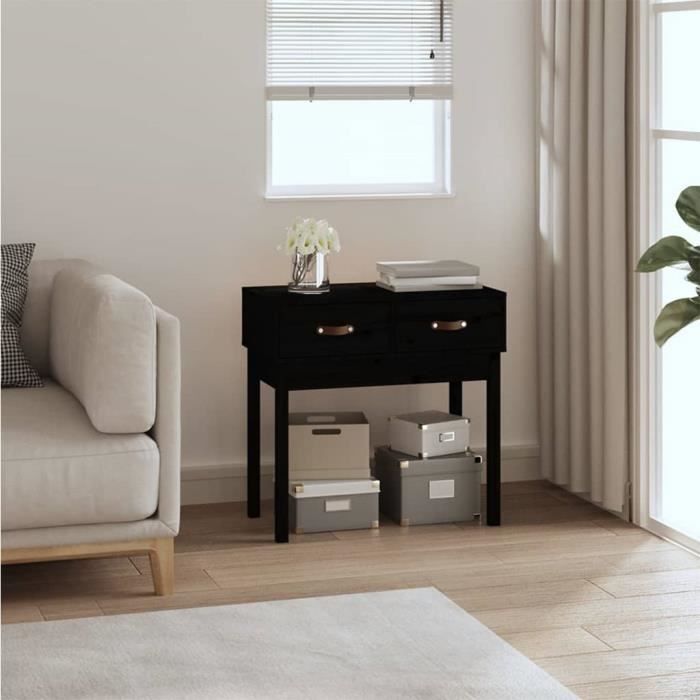 VidaXL Console Table Black 76.5x40x75 Cm Solid Pine Wood 821753