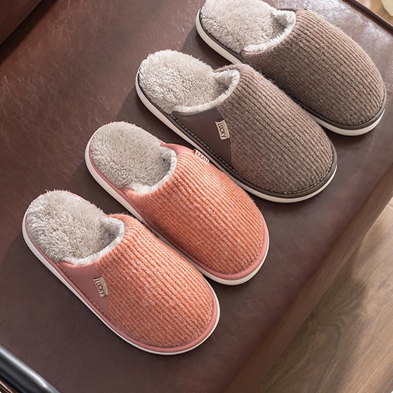 Winter Slippers Men's Home Leisure Comfortable Indoor Slippers Soft Warm Cotton Slippers Comfortable Plush Slippers