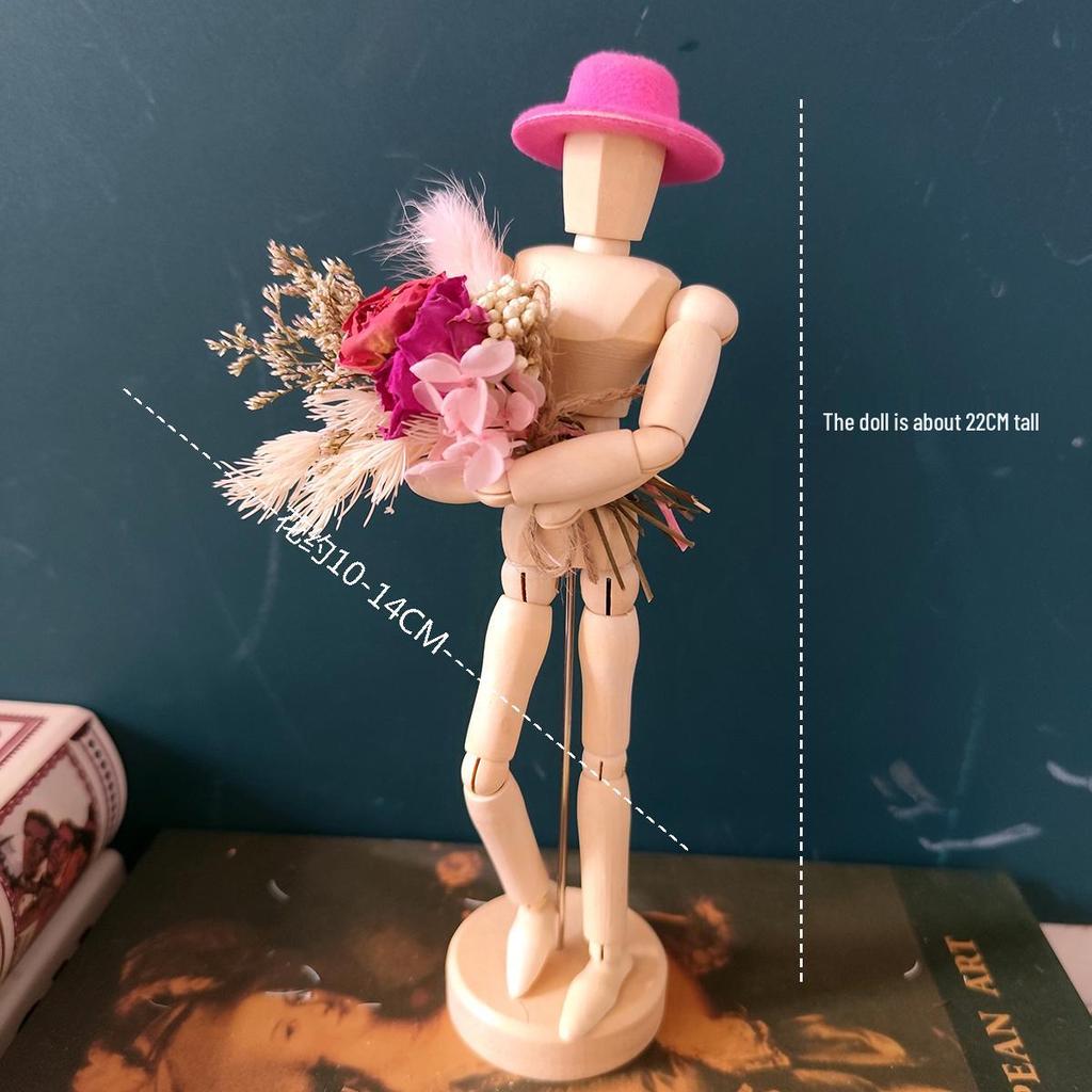 Jointed Wooden Puppet Doll: Handcrafted Human Body Ornament & Decompression Gadget.