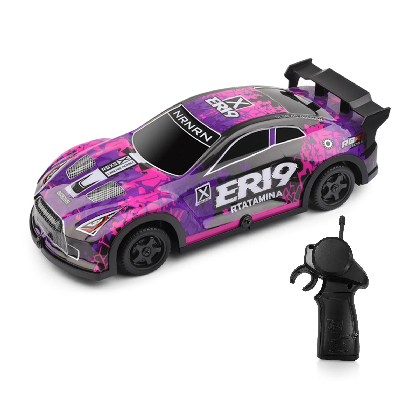 

Remote Control Drift Car, 2.4GHz 1:22 Scale 4WD Rechargeable Electric Vehicle with LED Lights, Racing Tires, Ideal Purple фиолетовый