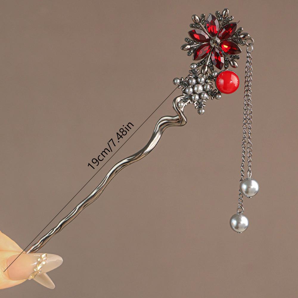 

Корейские ретро жемчужные стразы с кисточками шпильки для волос для женщин цирконовый хрустальный цветок элегантные расчески для волос женские повседневные U-образные заколки