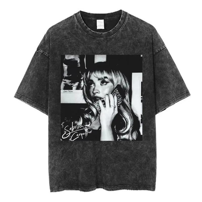 Sabrina Carpenter Short N' Sweet Tour Vintage Washed T Shirts Fans Gift Men Women Clothing Fashion Aesthetic T-shirts Streetwear