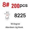 200pcs #8~#6/0 High Carbon Steel 90 Degree Aberdeen Jig Hook Bent Saltwater Long Shank Soft Worm Hooks