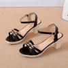 New Women Sandals Summer Versatile Comfort Women Shoe Hollowed Out Simple Retro Thick Heel Sandal Woven Elegant Niche High Heels