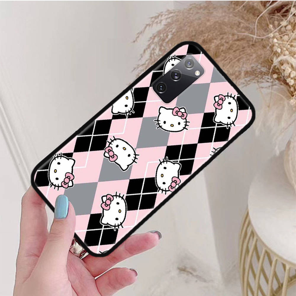 Black Case for OPPO Reno 8 6 5 4 Pro Plus Find X3 A17 A3 A31 A38 A40 A53 A54 A55 A74 A76 A78 A77 A80 A94 A95 A96 Lite L-28 Cute Hello Kitty