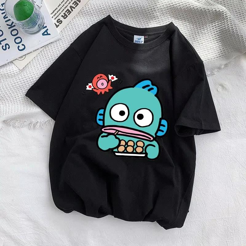 Hangyodon Women T-shirt Summer Short Sleeve 100% Cotton Men Tee Shirt Tops Cartoon Anime Fashion Couple Clothes Tops
