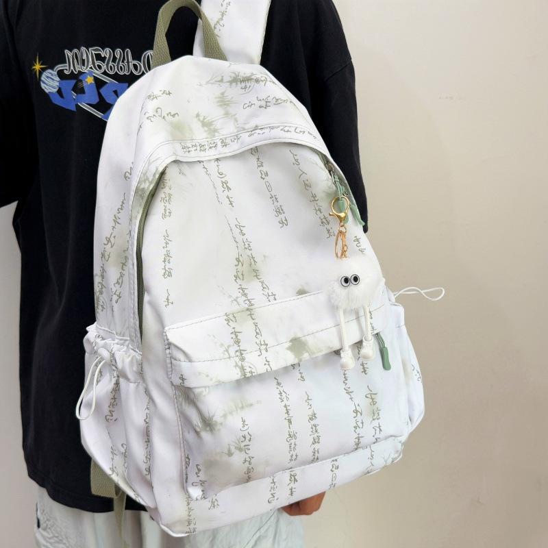 Tie-dye niche schoolbag, ink backpack, simple college student backpack, high school student large capacity