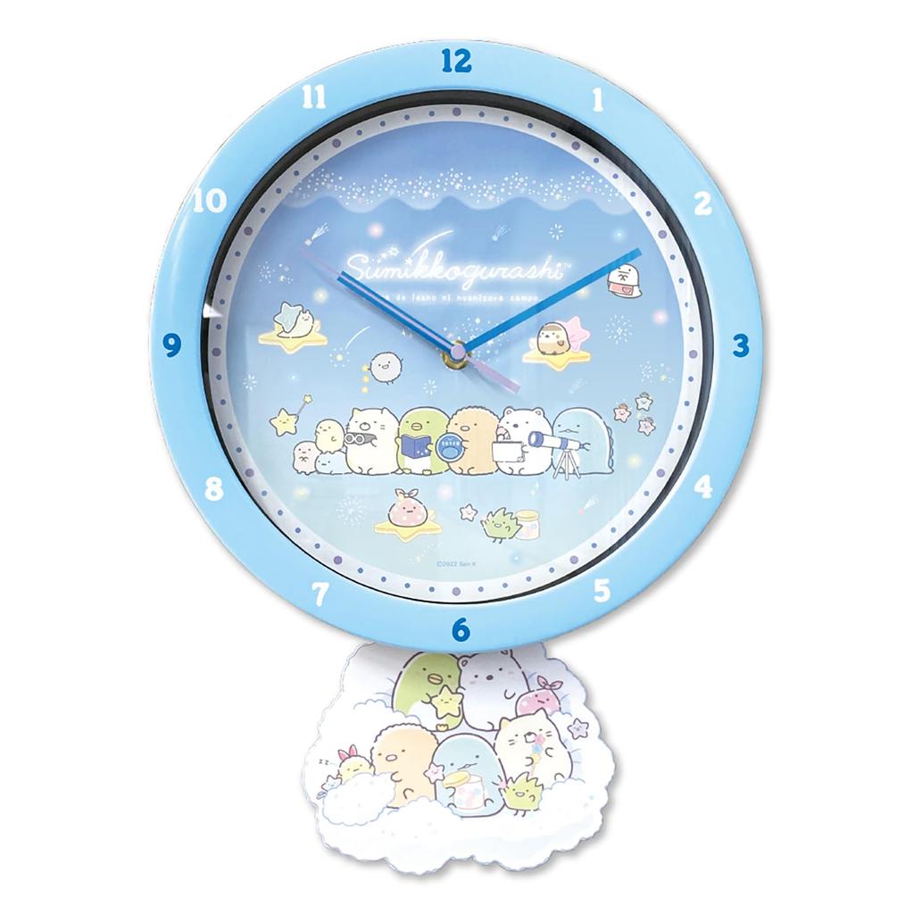 Factory Wall Light Sumikko Continuous Second T'S Clock, Blue, Gurashi, Foot-Moving Clock, Analog, Silent, Hand, SG-5520354HS