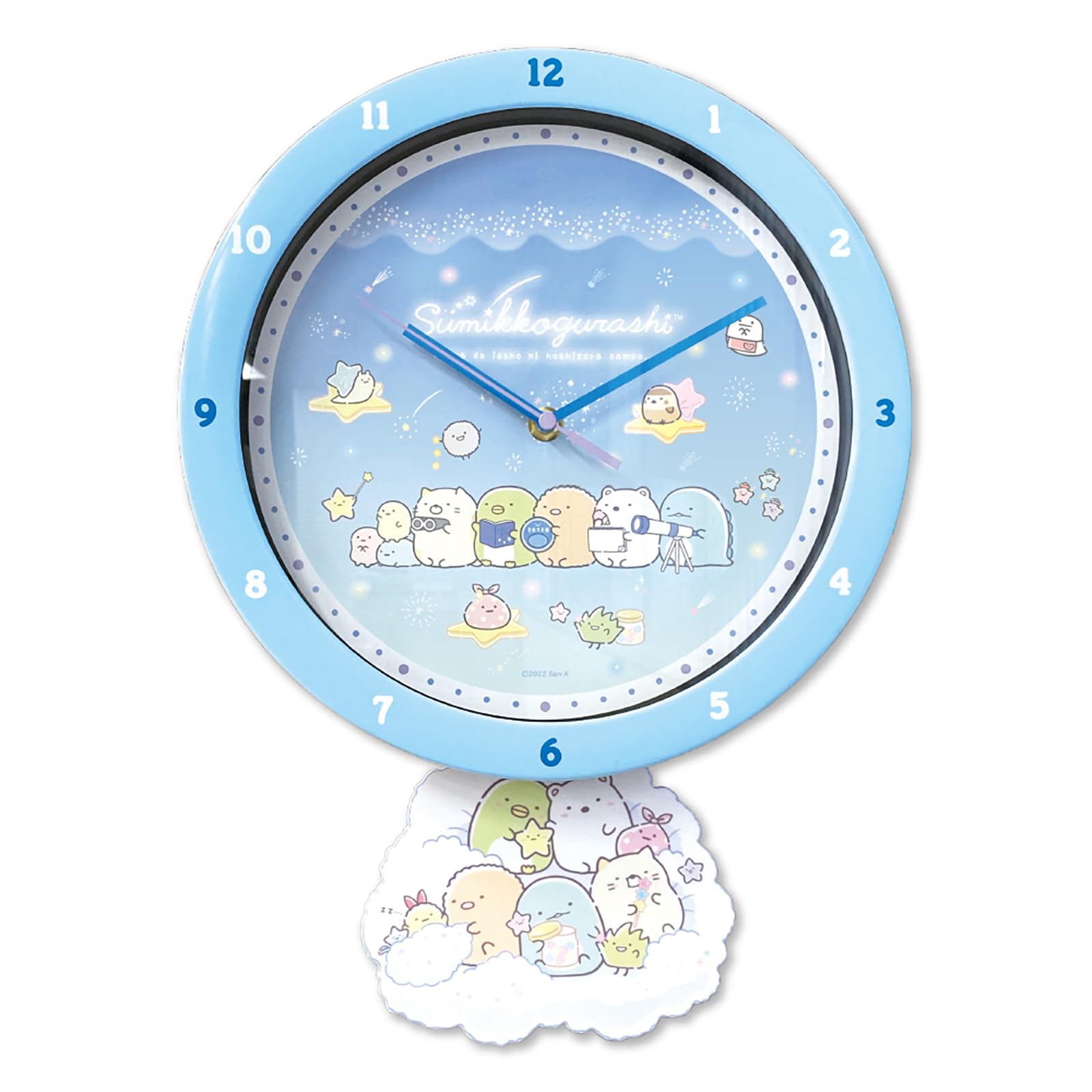 

Factory Wall Light Sumikko Continuous Second T S Clock, Blue, Gurashi, Foot-Moving Clock, Analog, Silent, Hand, SG-5520354HS