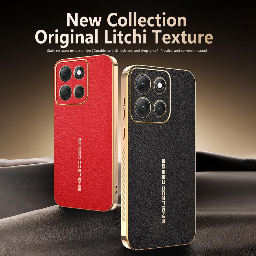 Phone Case Cswo02 Classic Lychee Leather Electroplated Frame Case For Moto G67 Power G86 G56 G06 G75 G55 G35 G15 G05 G84 G54 G34 G14 G04 Cover