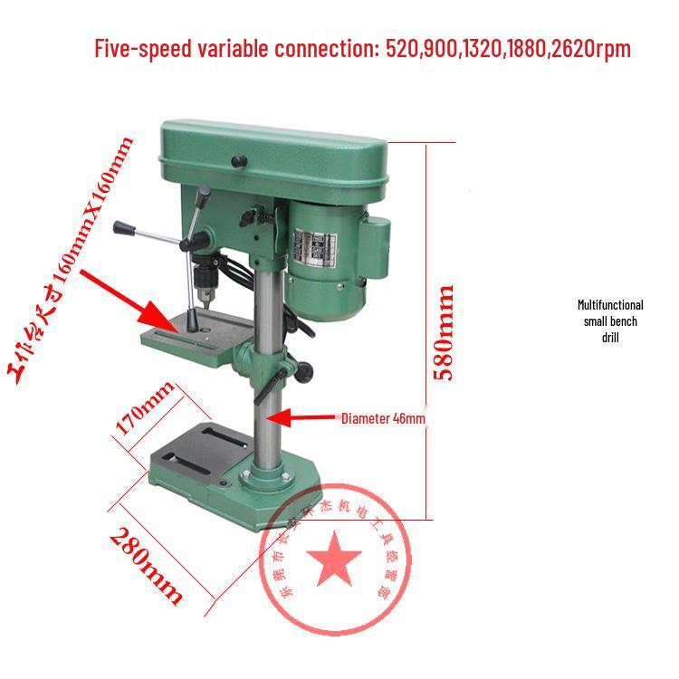 ZHX 13MM Lightweight Mini Bench Drill: Variable Speed Electric Drill Press for Home Woodworking.