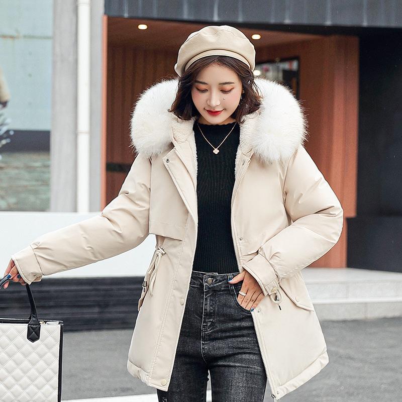 Faux Fur Collar Zip Up Jacket Coat, Elegant Long Sleeve Drawstring Waist Warm Outerwear for Fall & Winter, Women'S Clothing