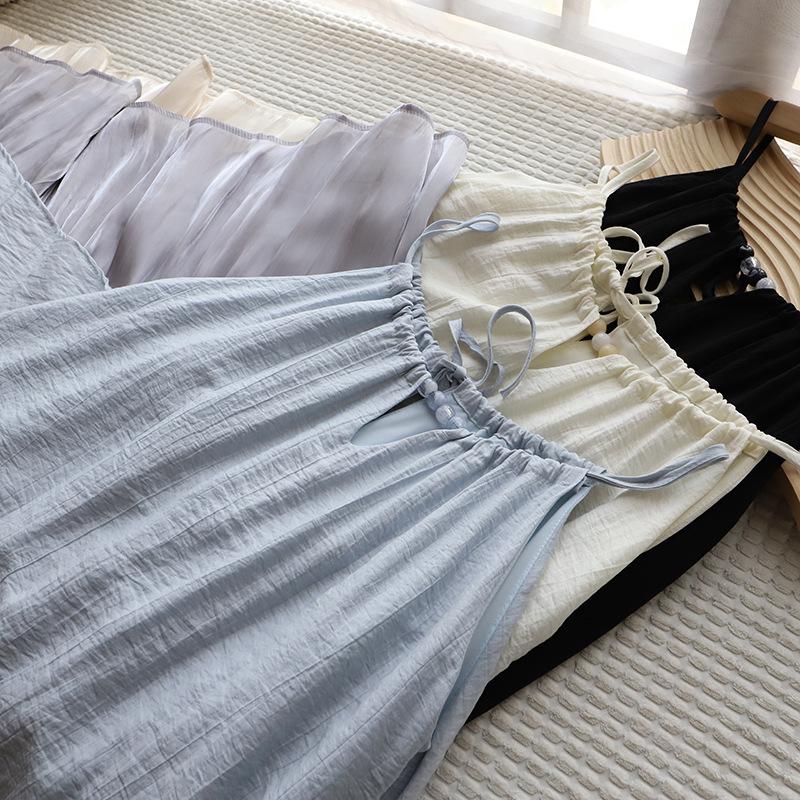 

2025 Summer Korean Style Two-Piece Lace-Up Cami Dress One Size