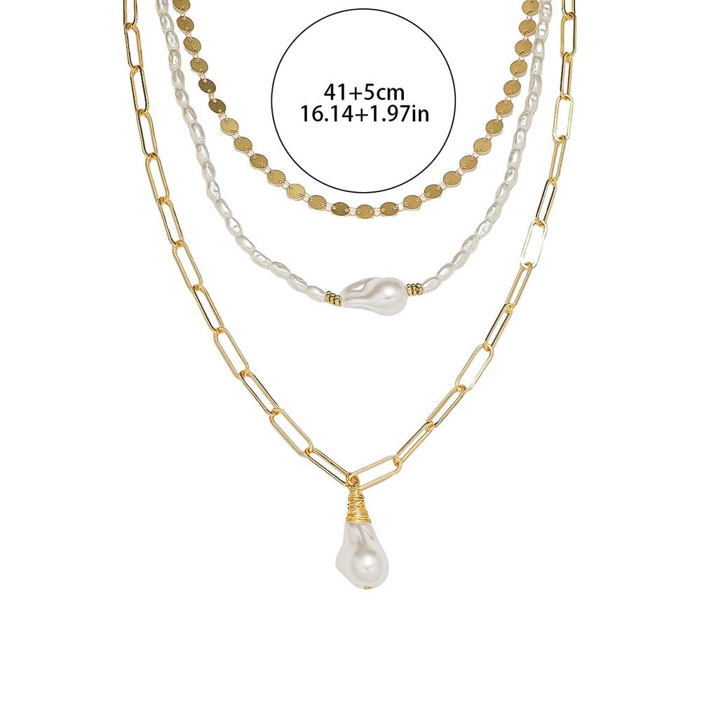 Multi-layer design pearl necklace summer women's personality pearl pendant niche collarbone chain