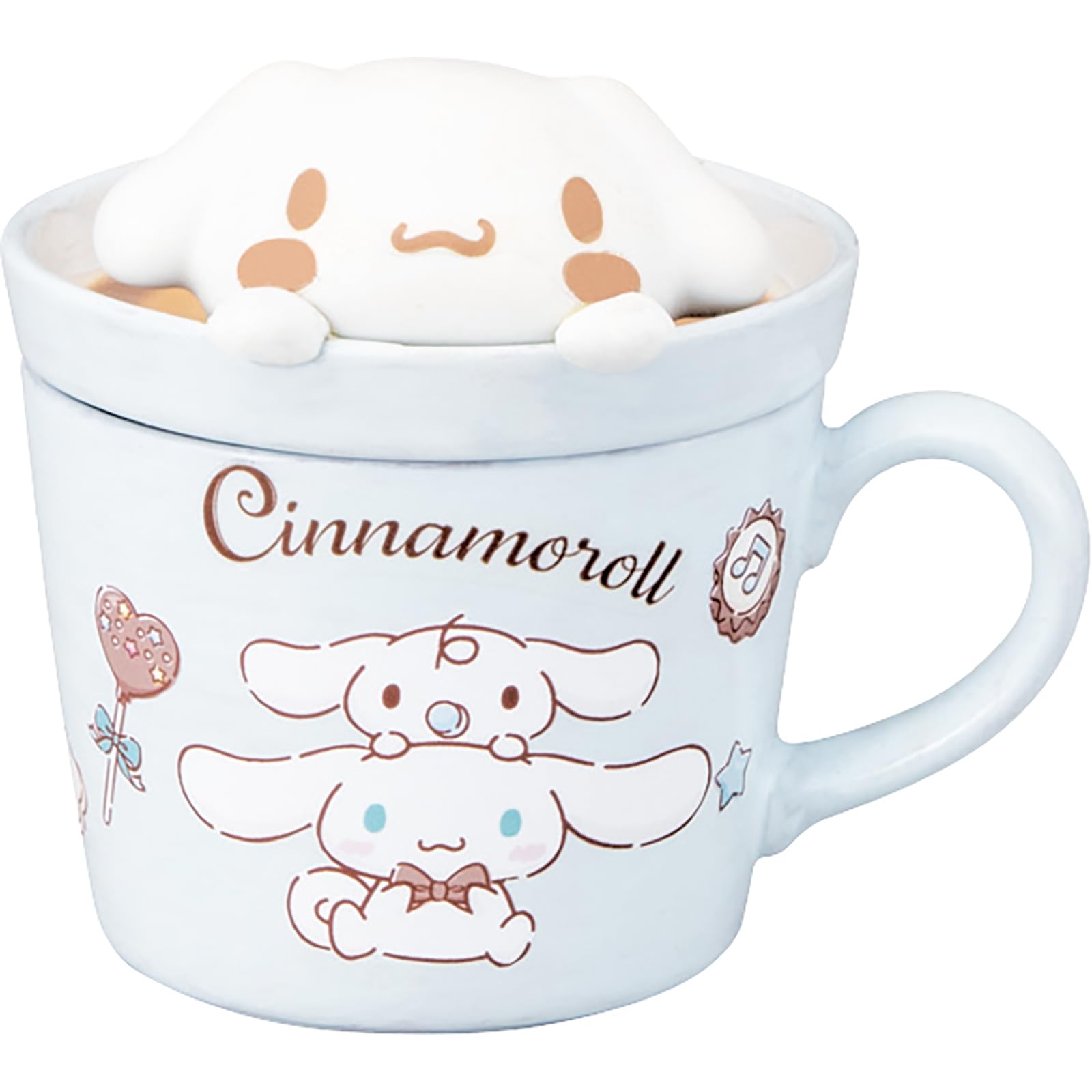 

Кружка 3D Sanrio Latte с крышкой с 12 персонажами Cinnamoroll Art , прибл.. 230 мл, Прибл.. 13см, Посуда, Товары, Синий, san4551-2