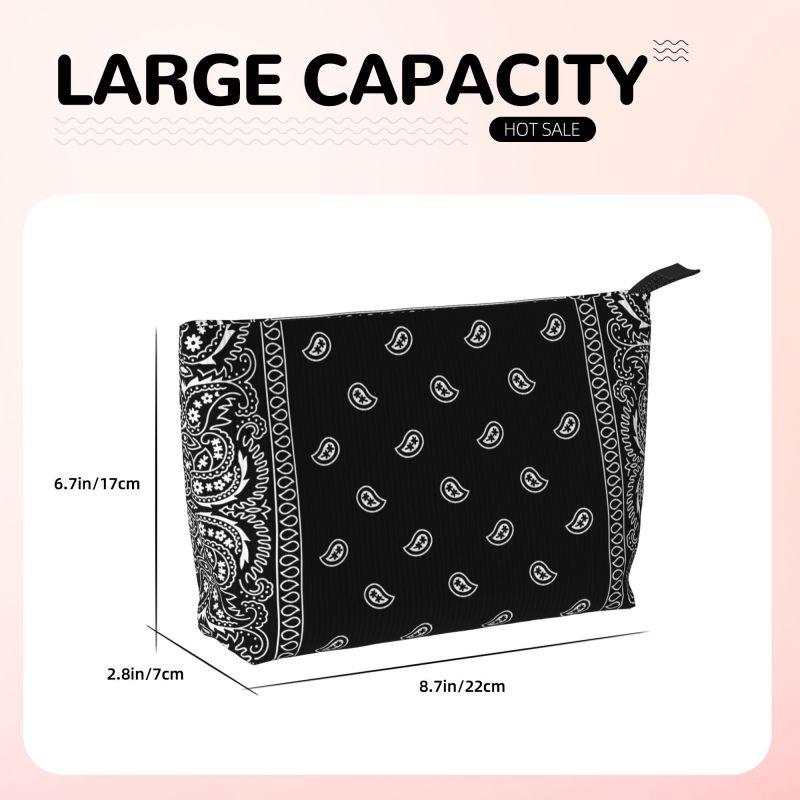 Custom Ethnic Bohemia Black Paisley Bandana Cosmetic Bag Women Cute Big Capacity Makeup Case Beauty Storage Toiletry Bags