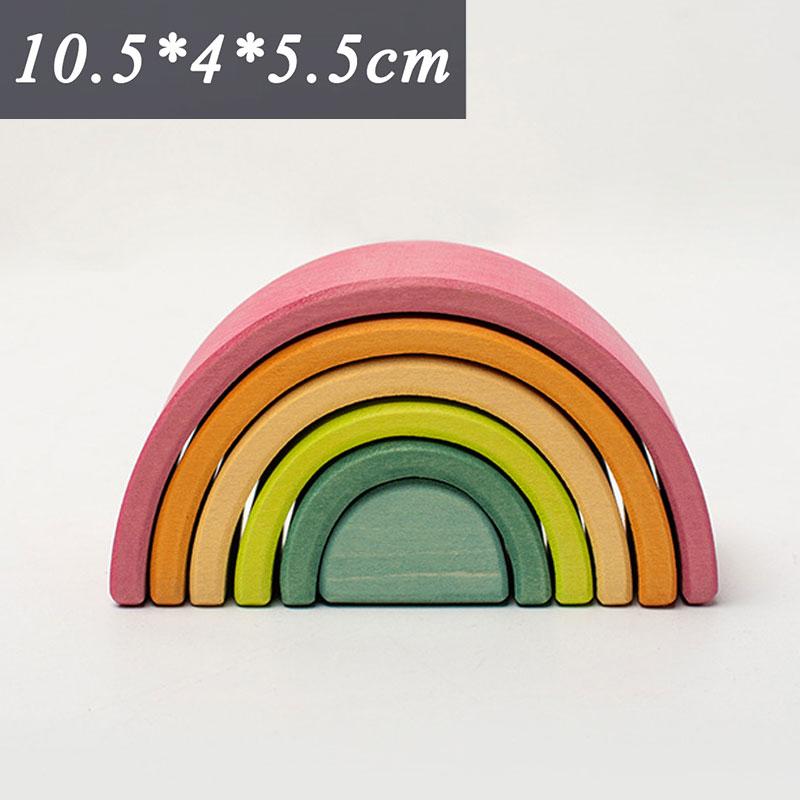 Montessori Mini Rainbow Building Block Stacking Game Kids Balance Sensory Toy Wooden Crafts Fine Motor Training Educational Toys