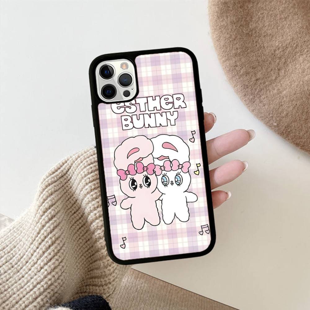 Cute E-EstherS Bunny Rabbit For Iphone 17 Air 16 15 14 13 12 11 Pro Max TPU+PC Plus Shockproof Back Phone Cover