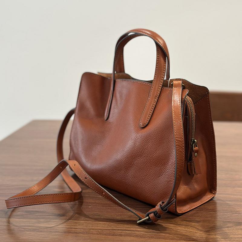 Johnature Handbag Genuine Leather Casual Versatile Tote Bag Soft Cowhide Women's Shoulder Crossbody Bag