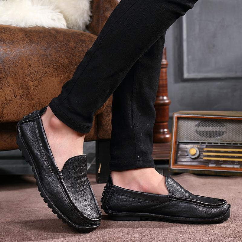 Wiosenne męskie skórzane buty casualowe Nowe modne męskie skórzane buty Trend Męskie buty Pełnoziarniste skórzane buty do jazdy samochodem