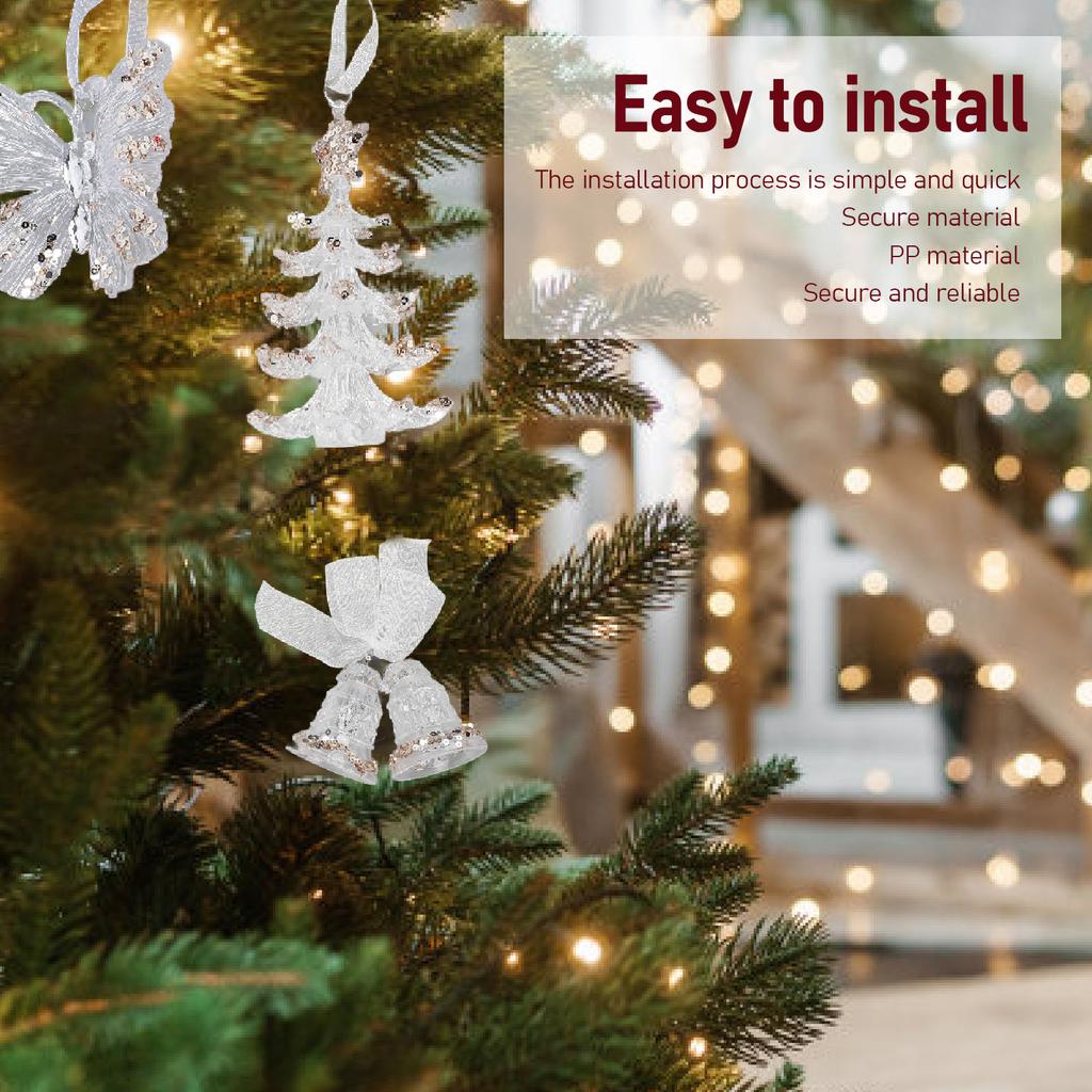 Xmas Bells and Tree Decoration Xmas Bells Tree Ornament Xmas Theme Tree Hanging Decorative Pendant Set for Doorways