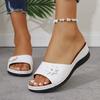 Summer New Slope Heel Flower Fish Mouth Large Size Slippers Sewing Line Women's Casual Sandals