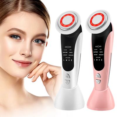 Masajeador Facial EMS 7 en 1 Instrumento de Belleza Facial con Vibración Inducida y Compresa Caliente Herramienta para el Cuidado de la Piel Facial Terapia de Luz LED