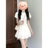 White dress women's summer casual new shirt dress preppy style small man elegant and generous short skirt