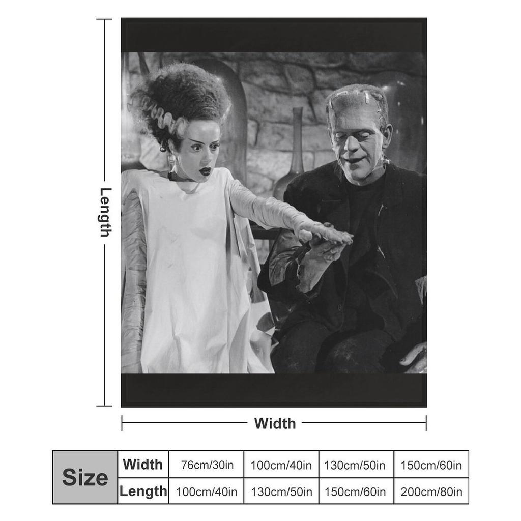 Retro Frankenstein and his Bride Throw Blanket Cozy Home Blanket Gift for Christmas Holiday