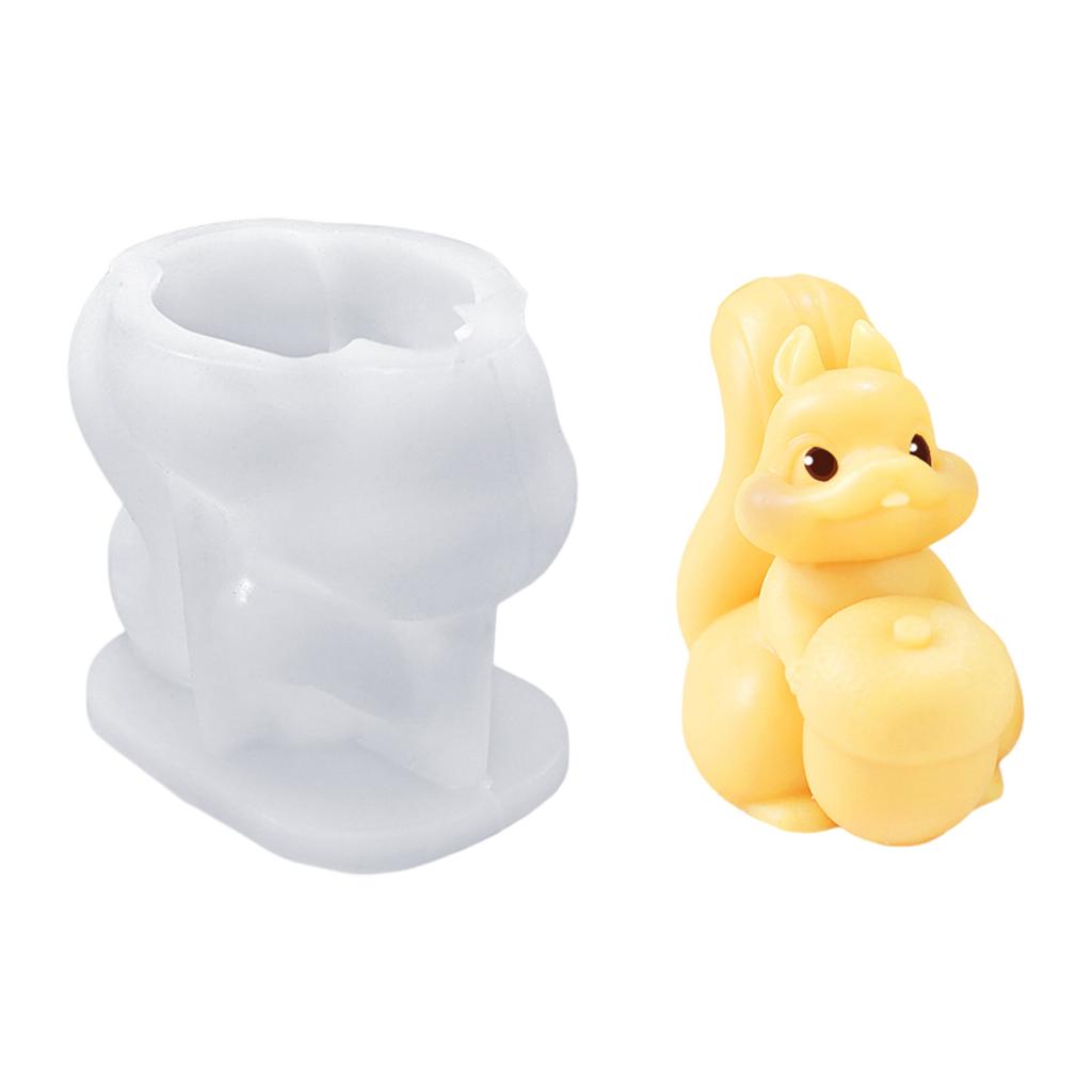 Silicone Molds Animal Candle Molds 3D Squirrel Casting Molds Baking Molds Craft Supply Plasters Molds for Candle Making
