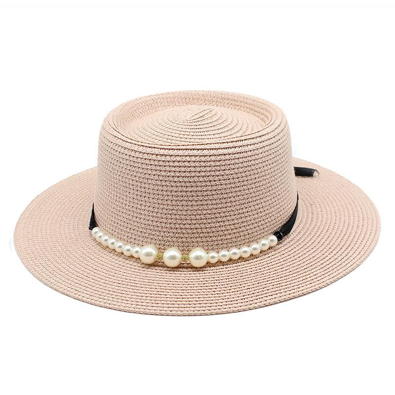 Straw Hat Women'S Summer Concave Top Top Hat Seaside Vacation Pearl Beach Hat Internet Celebrity Straw Hat Sun Hat