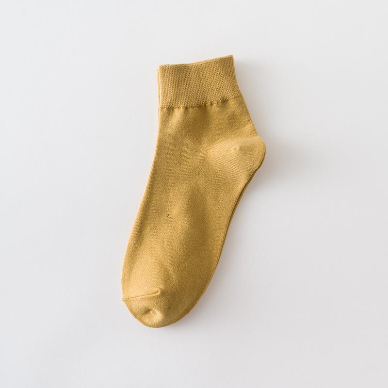 Korte Katoenen Sokken voor Dames, Ademende Effen Kleur College-stijl Katoenen Sokken