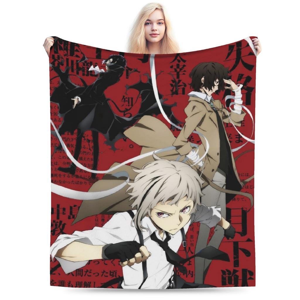 Super Soft Bungos Strays Dogs Manga Atsushi Nakajima Throw Blanket Premium Fleece Flannel Blanket Cozy Plush Blankets All Season