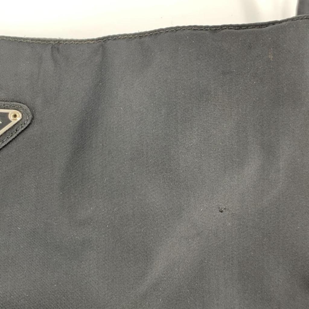 PRADA Tessuto Nylon Handbag Tote Bag Semi One Shoulder Arm Black Triangle Logo Plate Women's White Tag