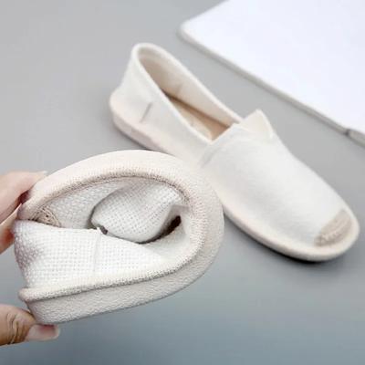 Sommer Leinen Ballerinas Damen Leicht Atmungsaktiv Fischer Schuhe Damen Weiche Freizeit Schuhe Slipper Bequeme Loafers 2024