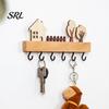 Pet Leash Holder Wooden Key Holder, Solid Wood Organizer with 6 Hooks, Modern Decorative Wall Hooks Mounted Hanger for Entryway Kitchen And